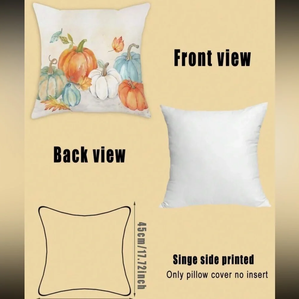 Multicolored Pumpkins Fall Harvest Accent Toss Pillow Cover